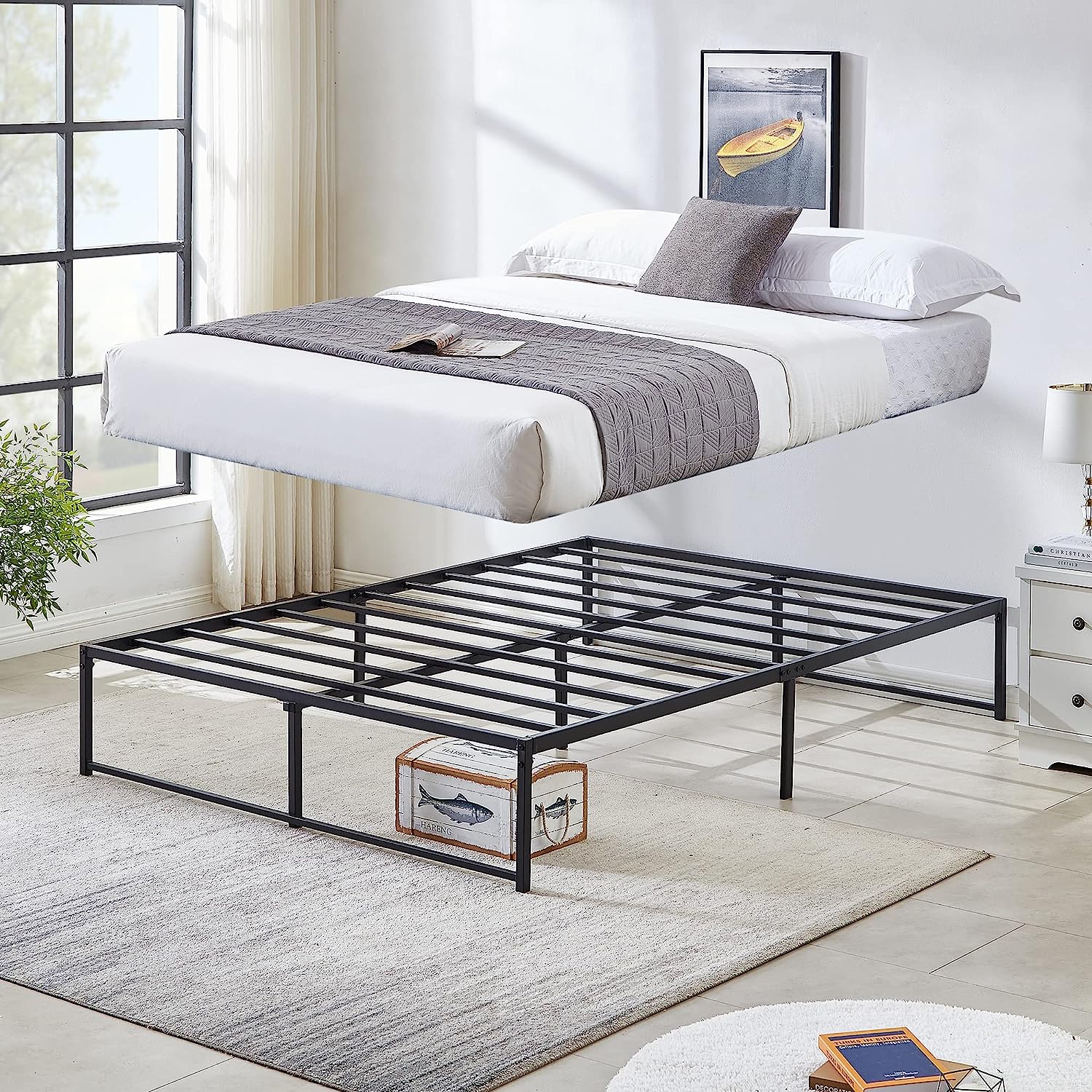 Platform bed frame no deals box spring