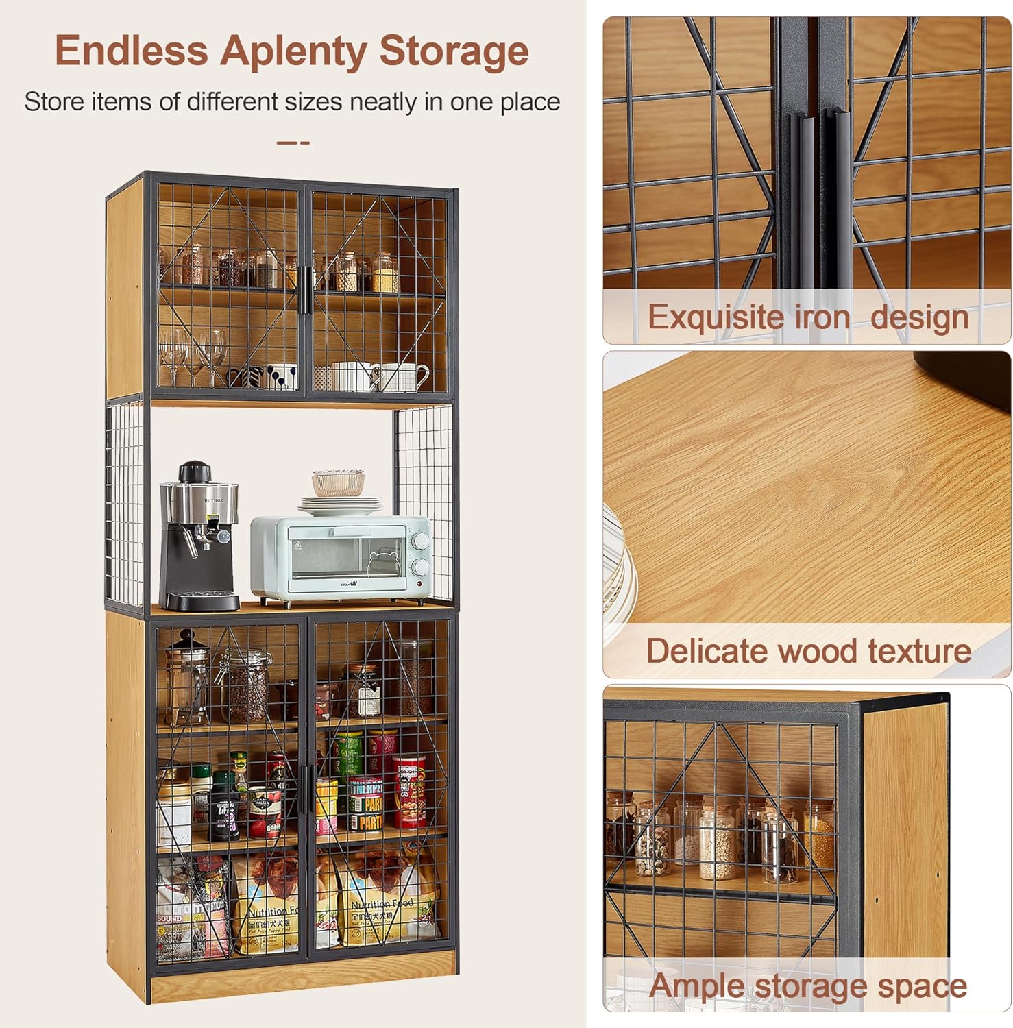 VECELO 72in Tall Kitchen Pantry Cabinet with Doors and Shelves Large F