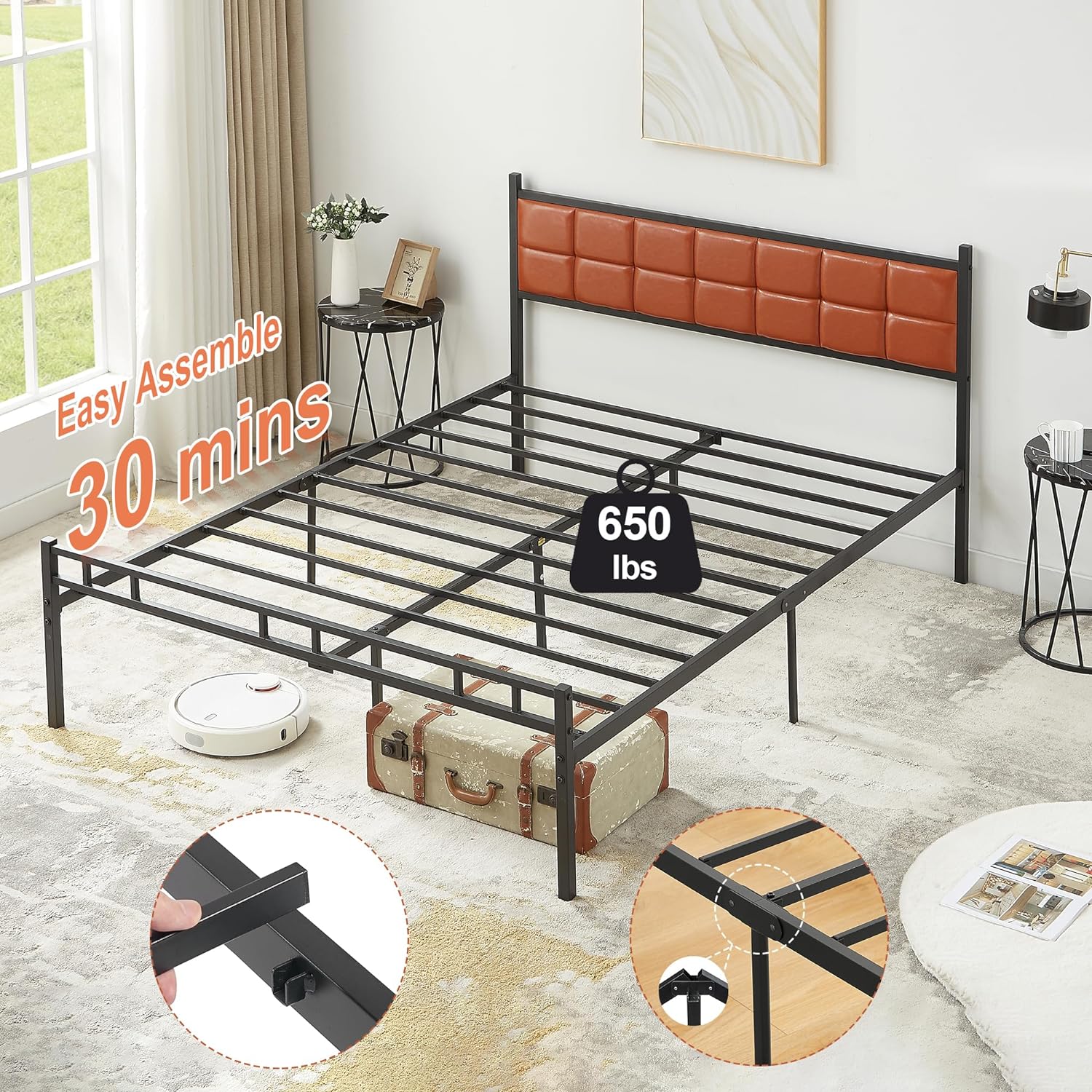 Vecelo 14 Inch Twin/Full/Queen/King Size Bed Frame Metal Slats Support  Platform