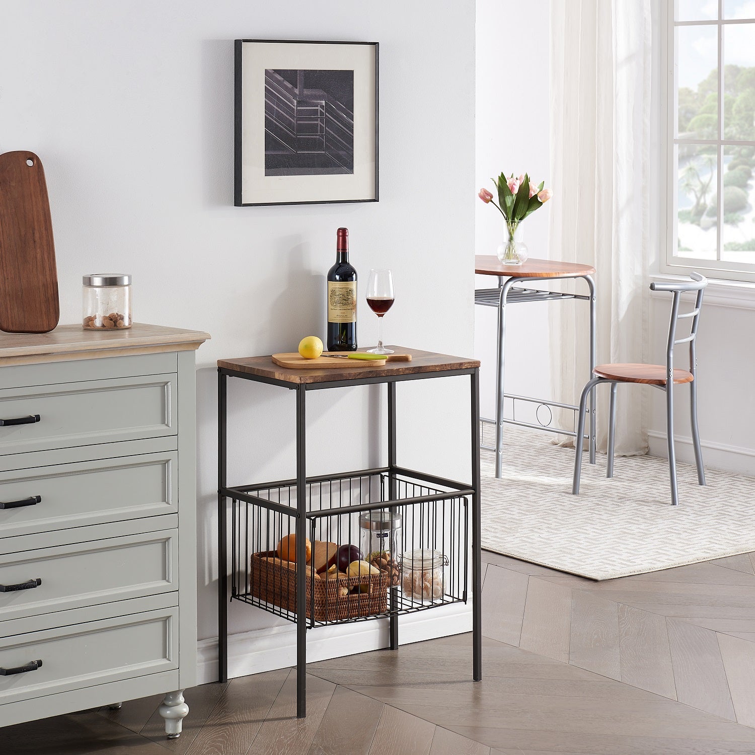 VECELO Versatile Side End Table 31 Tall Storage Organizer with Foldab