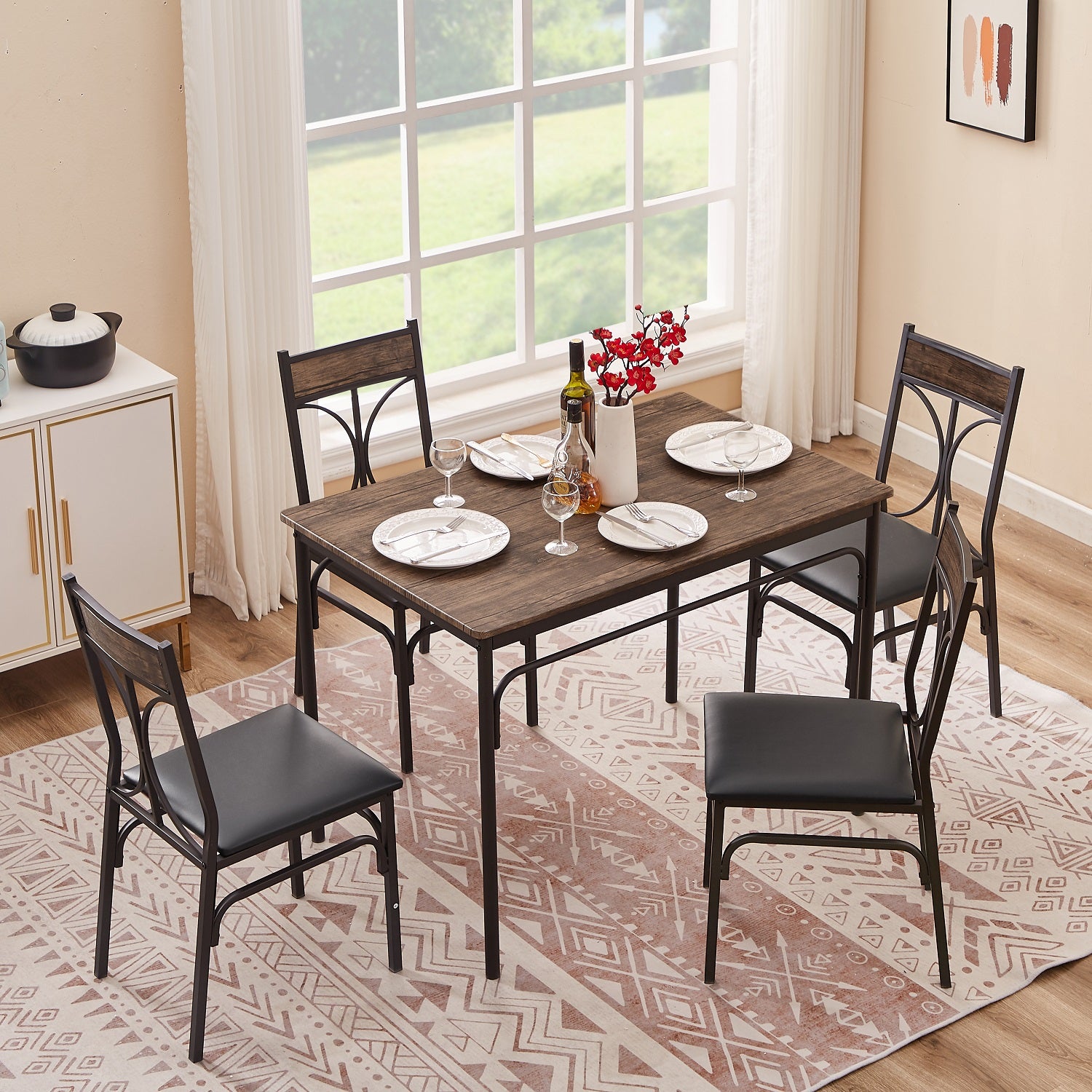 Industrial look dining table best sale and chairs