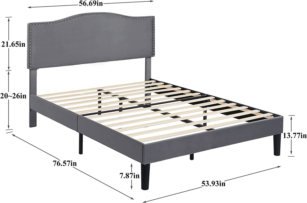 VECELO Bed Frame Platform Bed Frame with Upholstered Headboard