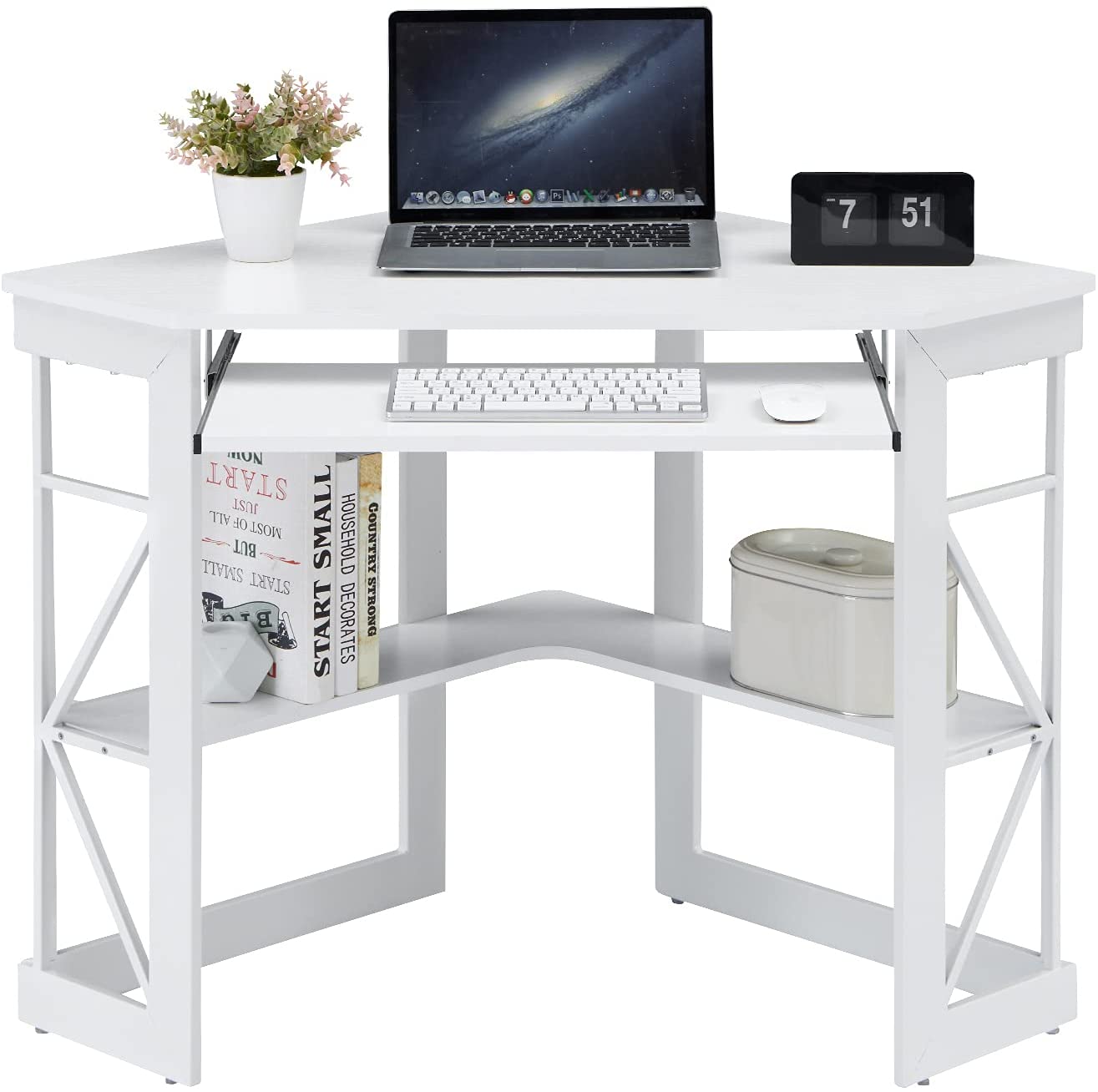 VECELO Corner Computer/Writing Home Office Desk with Smooth