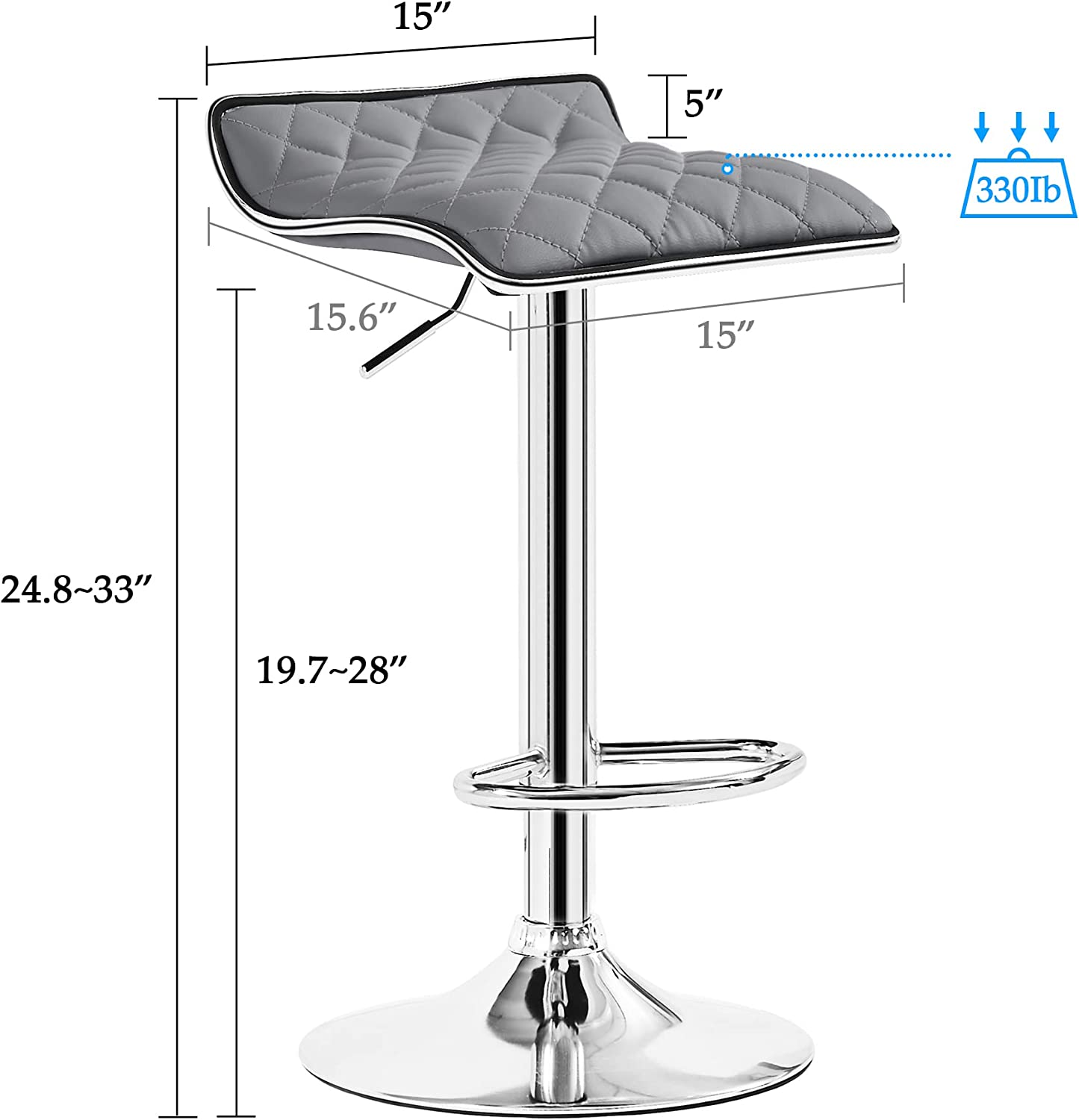 VECELO Bar Stools Set of 2 Kitchen Island Counter Height Bar Chairs