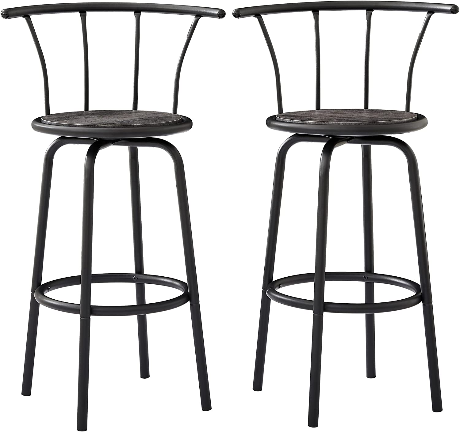 VECELO 27.3 Inch Bar Stools Set of 2 with Back Metal