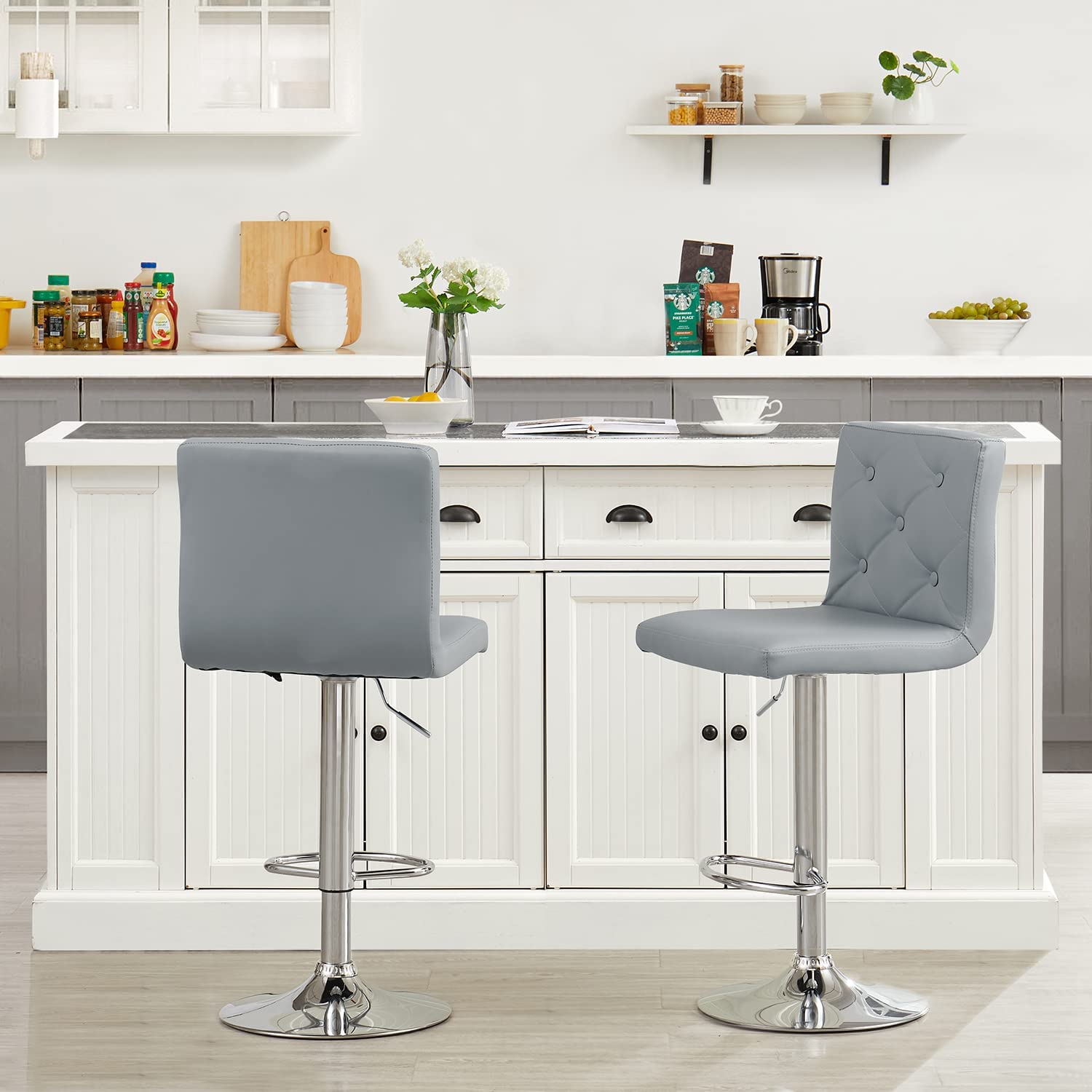 Grey breakfast bar online and stools