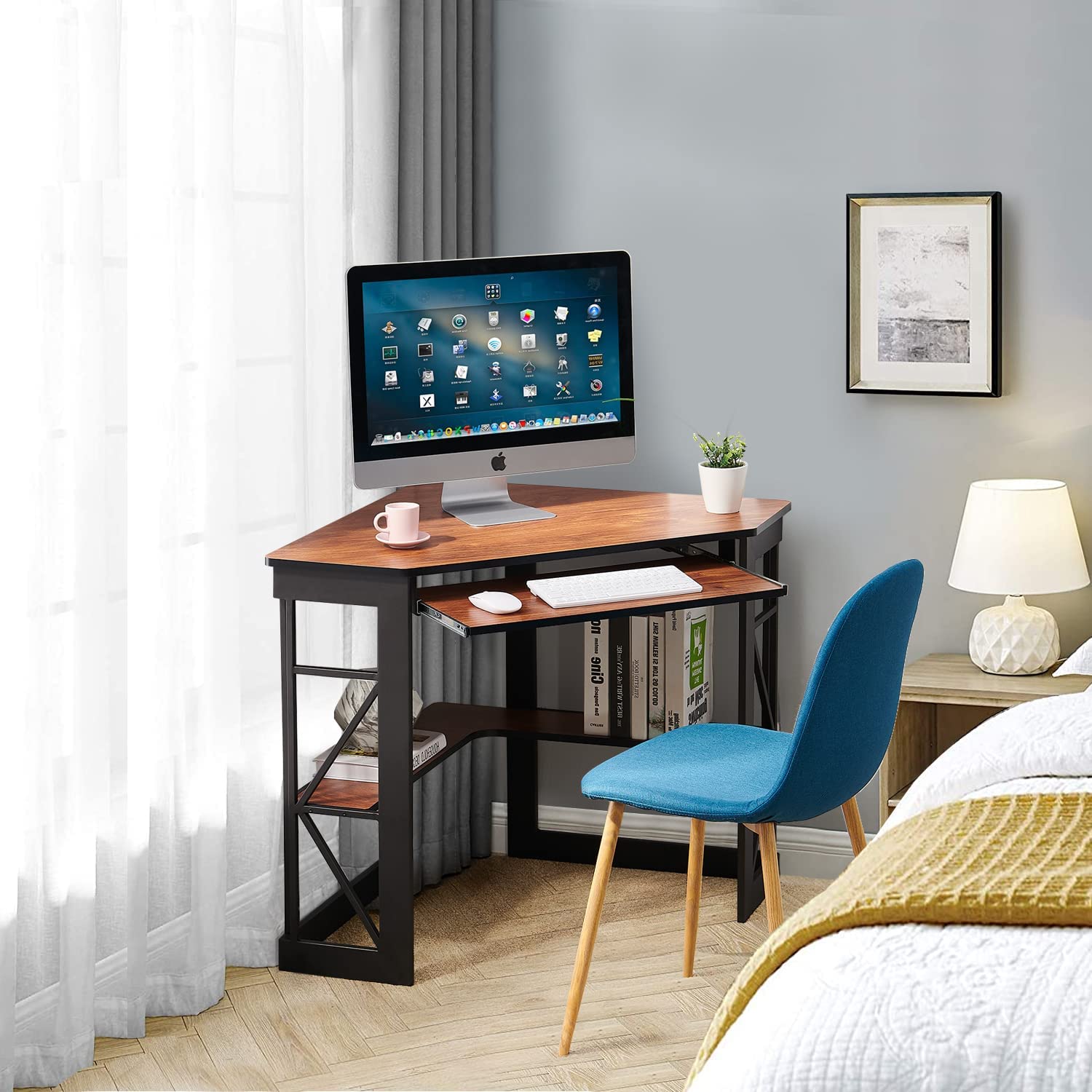 VECELO Corner Computer/Writing Home Office Desk with Smooth