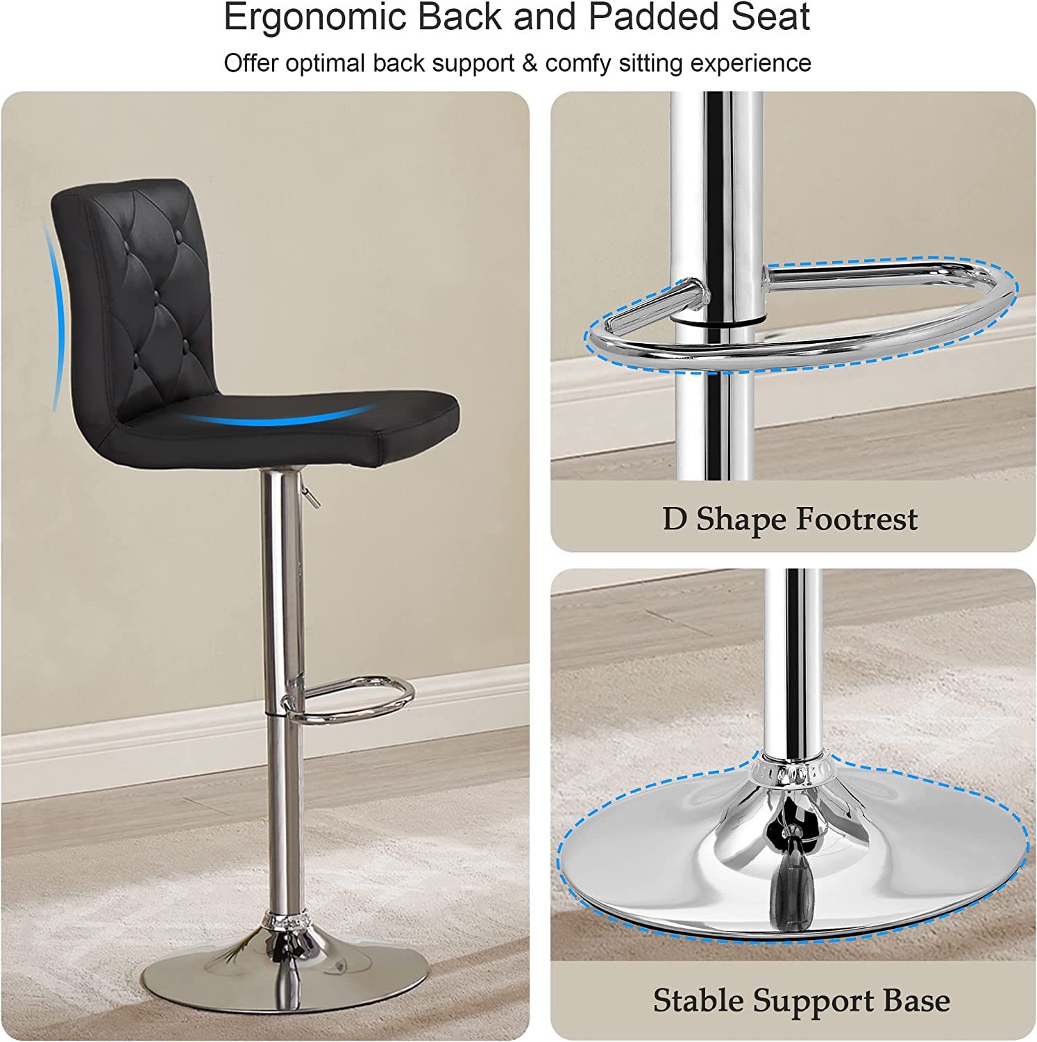 Kitchen stools best sale with back support