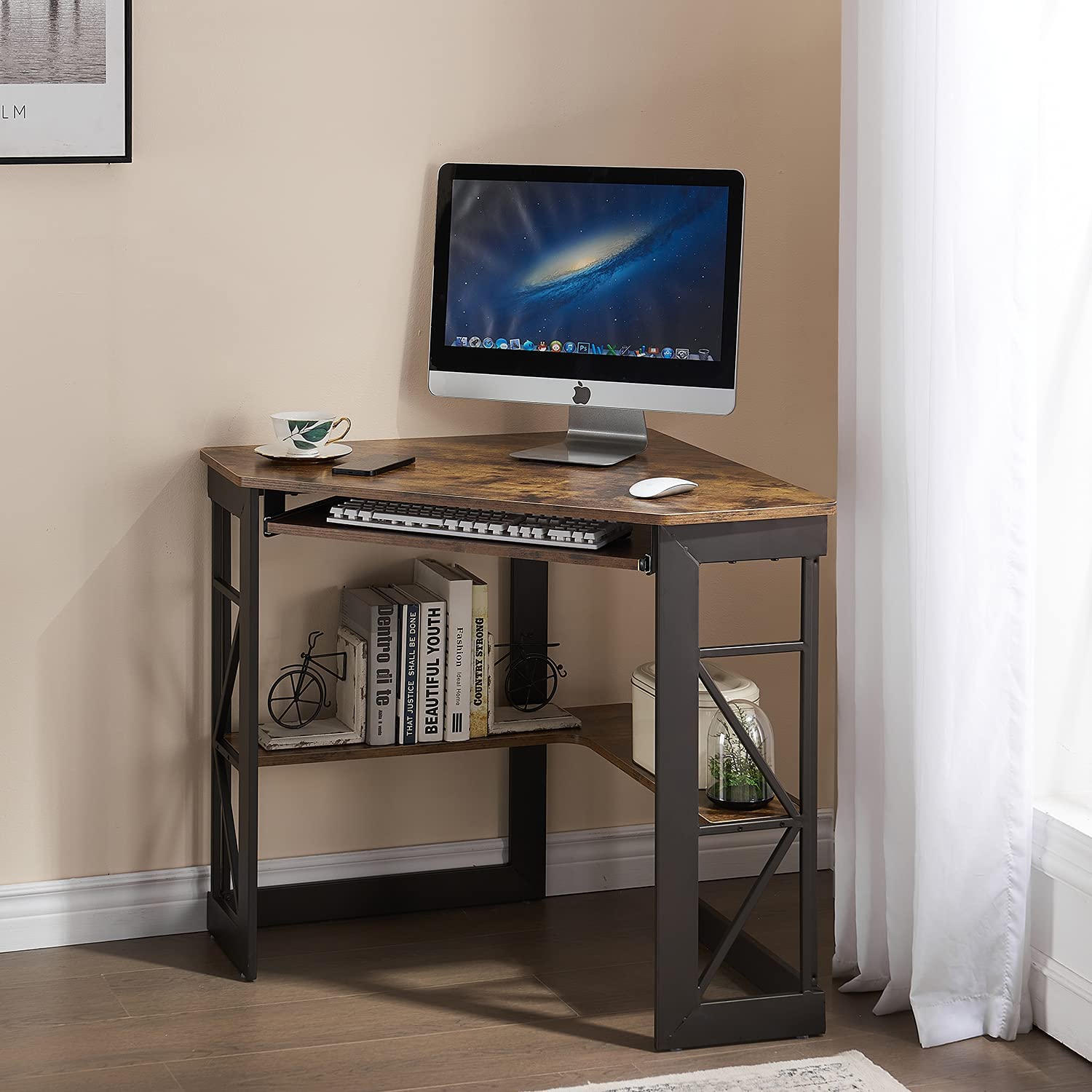 VECELO Corner Computer/Writing Home Office Desk with Smooth