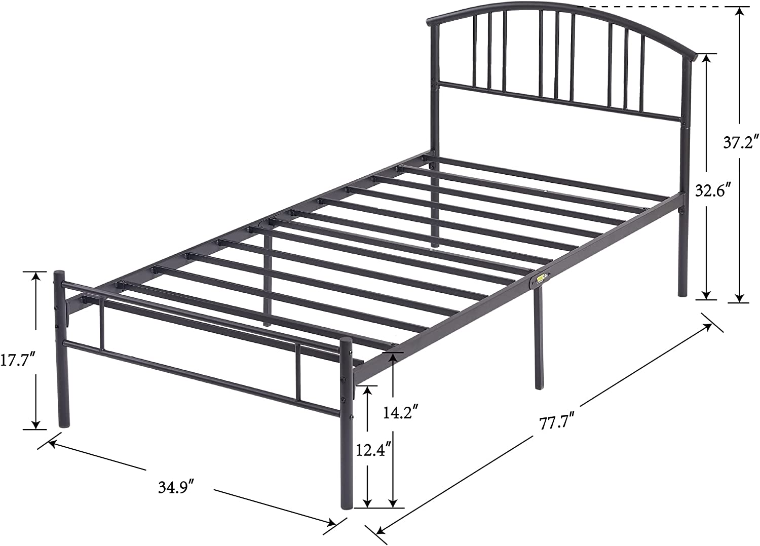 VECELO Metal Bed Frame Mattress Foundation With Headboard And Footboar