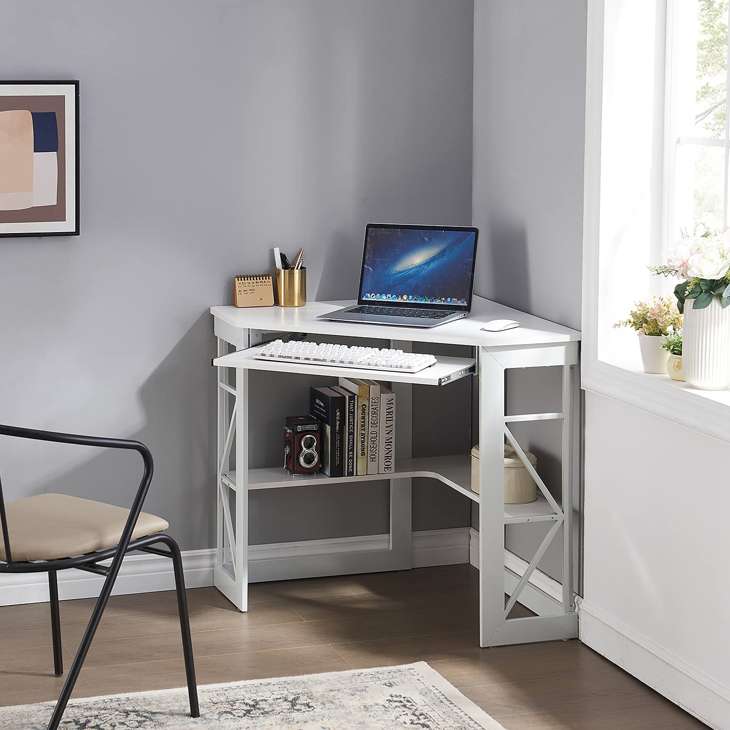 VECELO Corner Computer/Writing Home Office Desk with Smooth