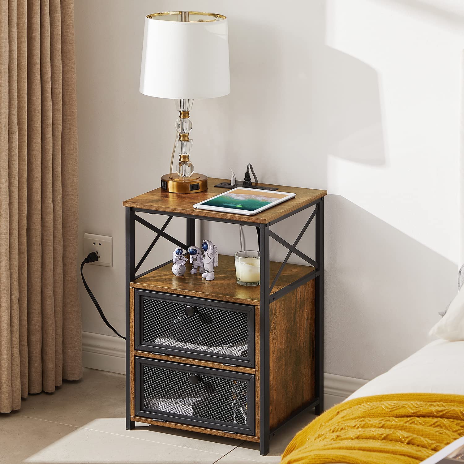 Nightstands with usb online ports and outlets