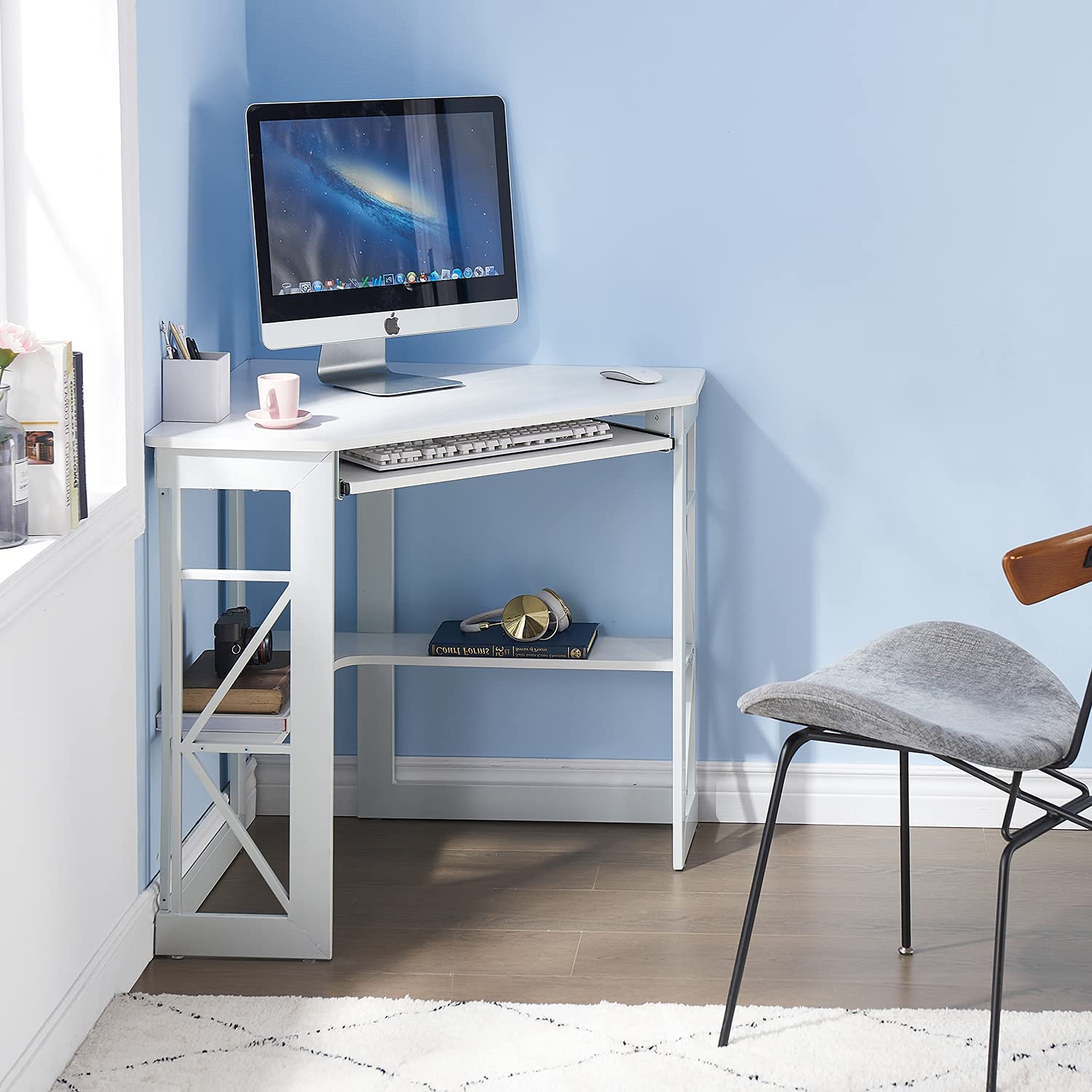 VECELO Corner Computer/Writing Home Office Desk with Smooth