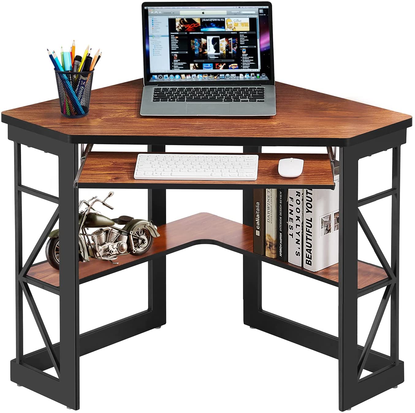 VECELO Corner Computer/Writing Home Office Desk with Smooth