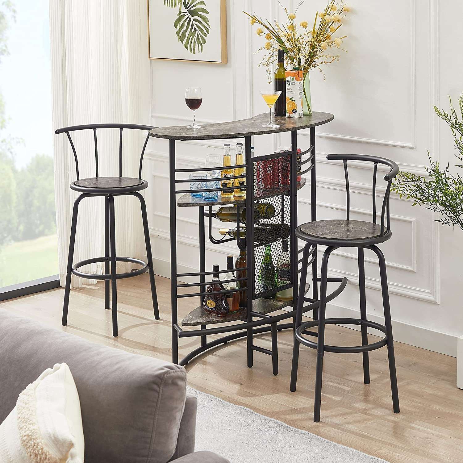 Round bar discount stool with back