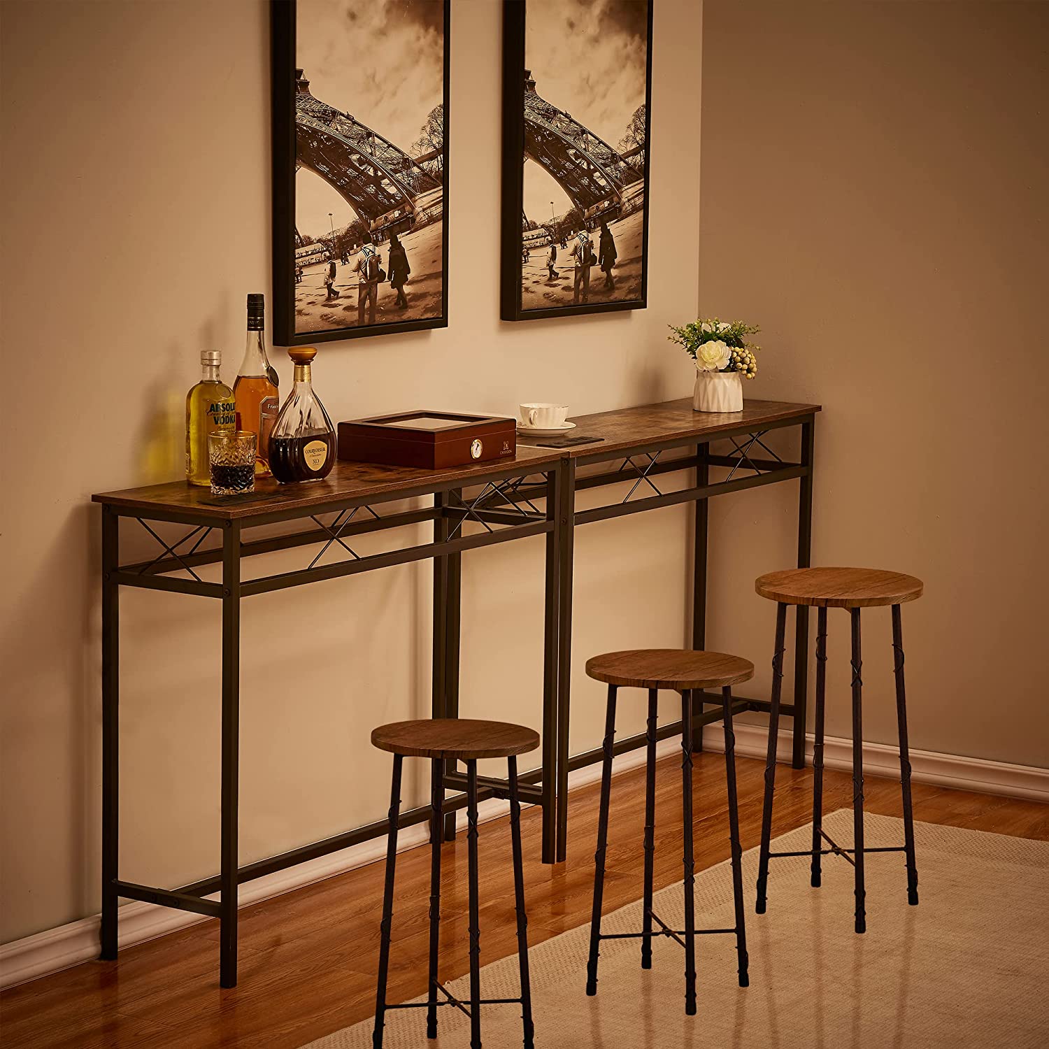 Narrow table with stools hot sale