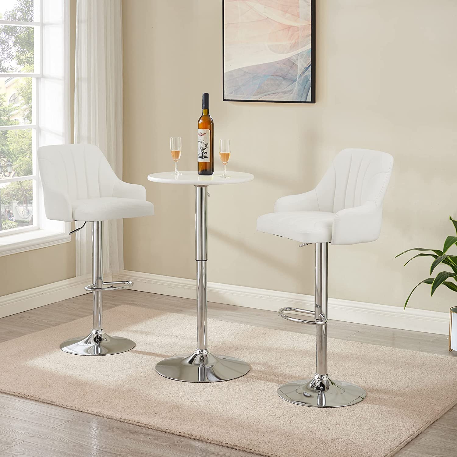 White bar discount stools with arms