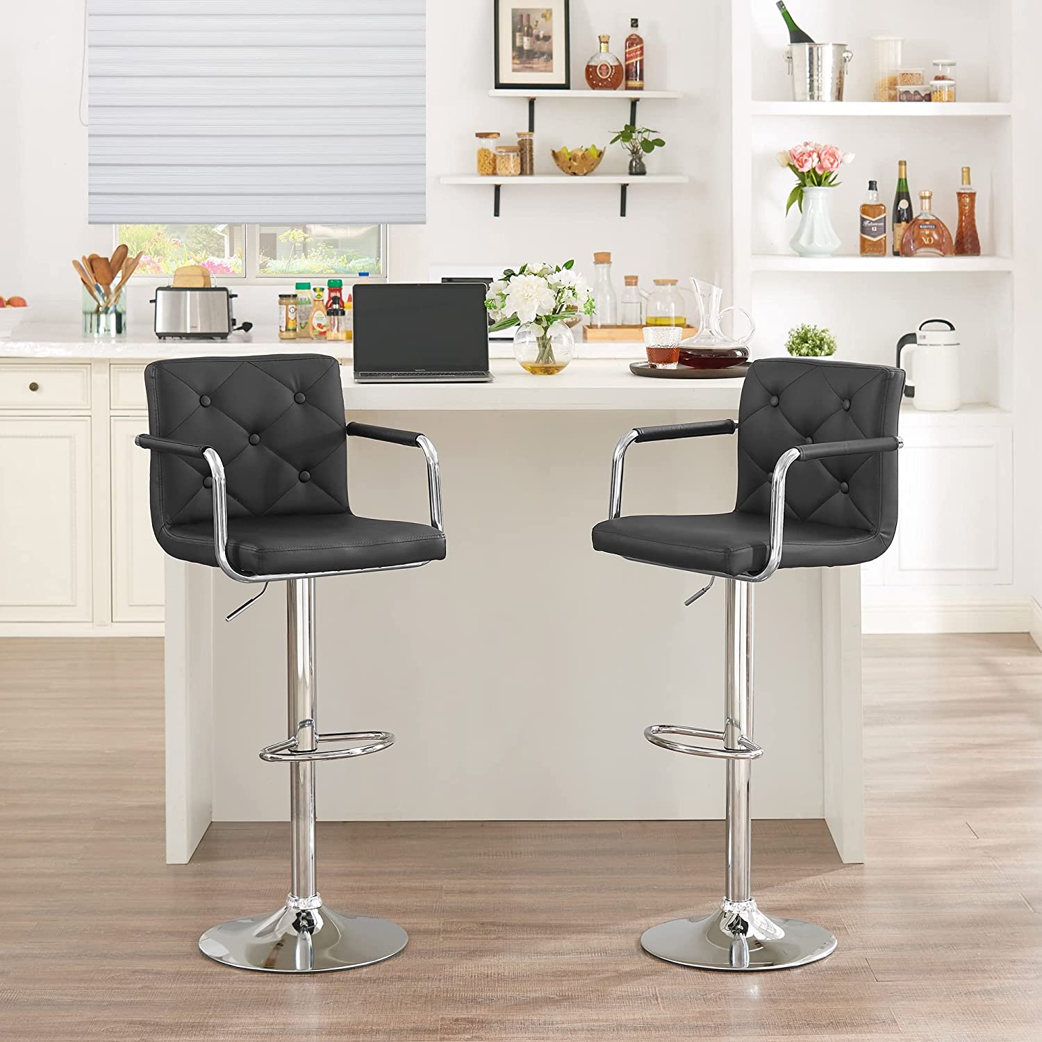 VECELO Adjustable Counter Height Bar Stools Set of 2