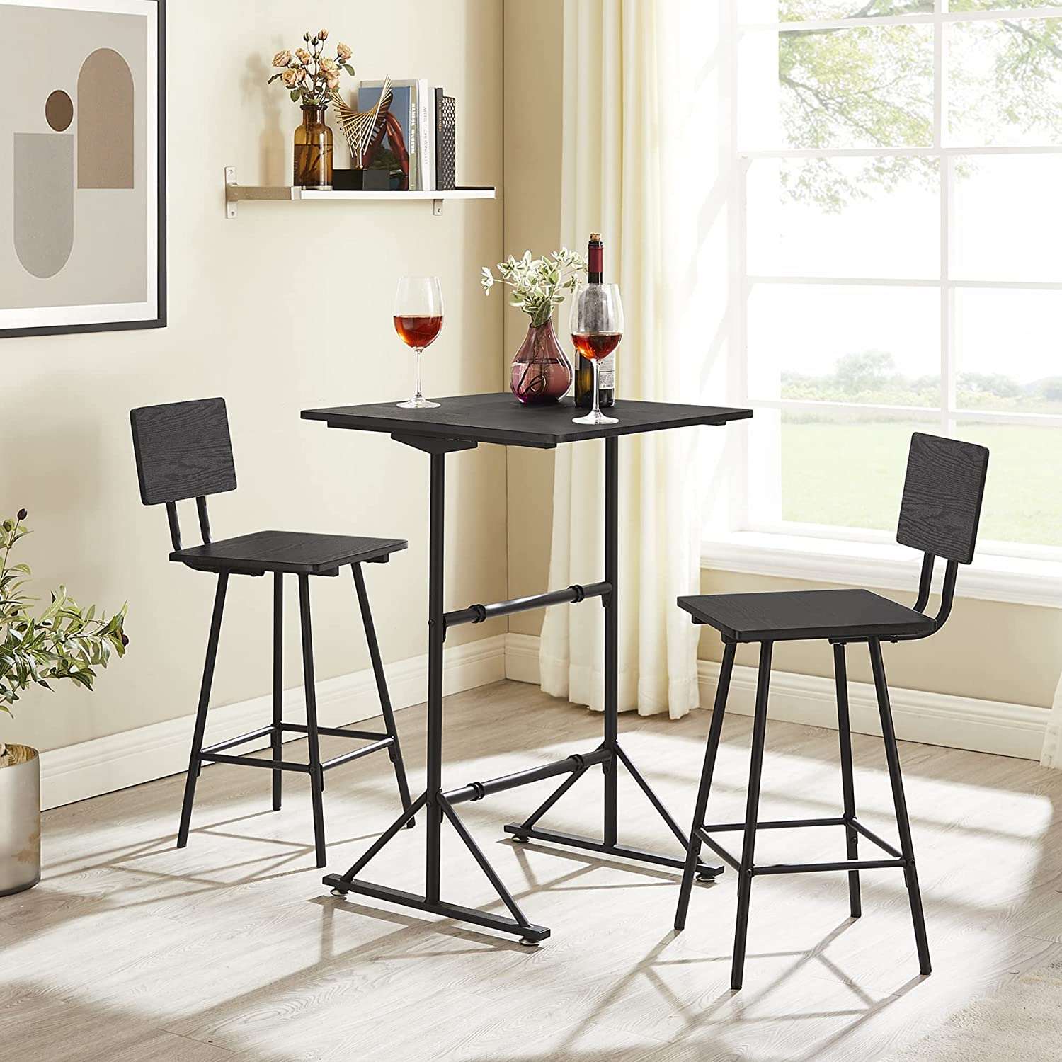 Black pub style discount table and chairs