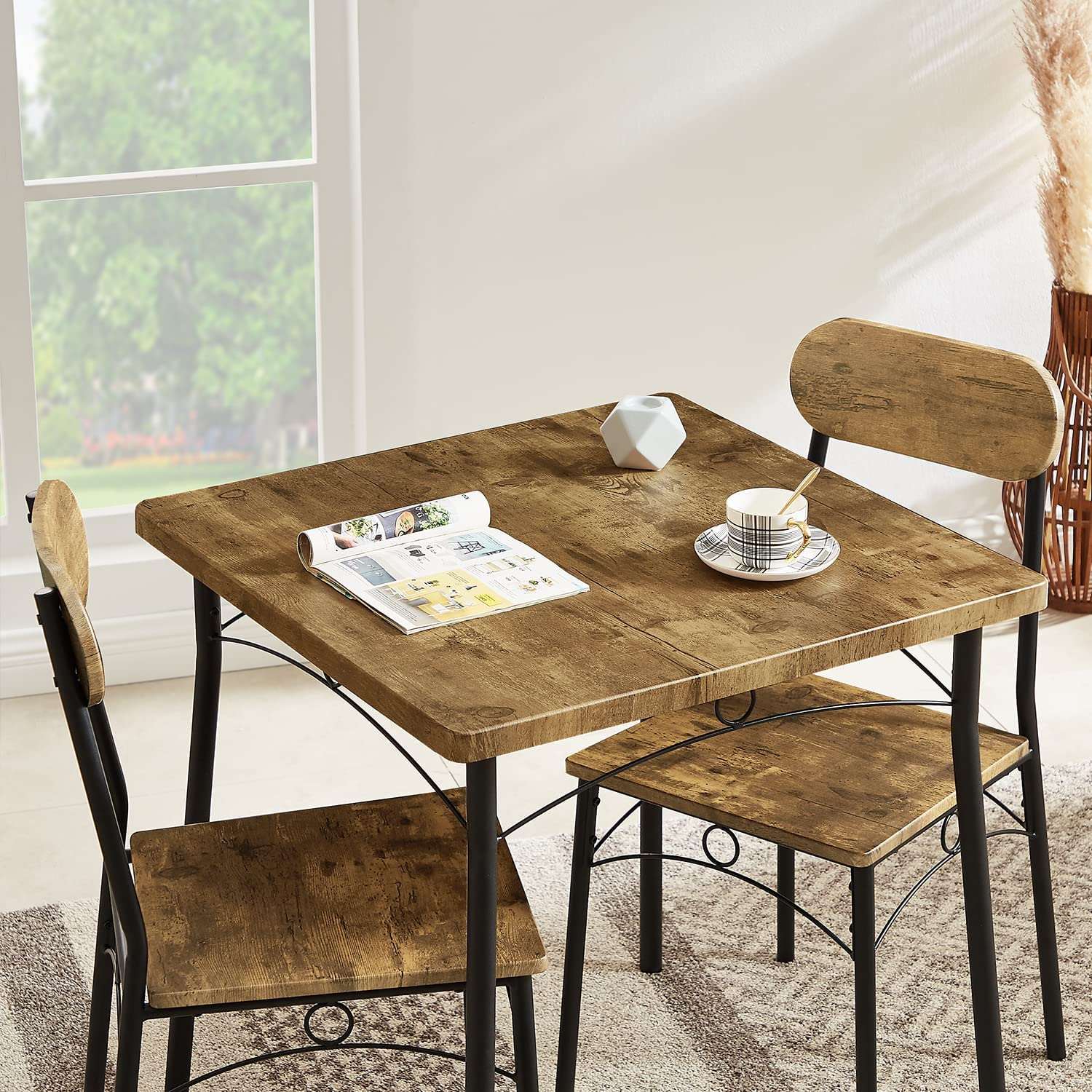 Square wooden best sale table and chairs