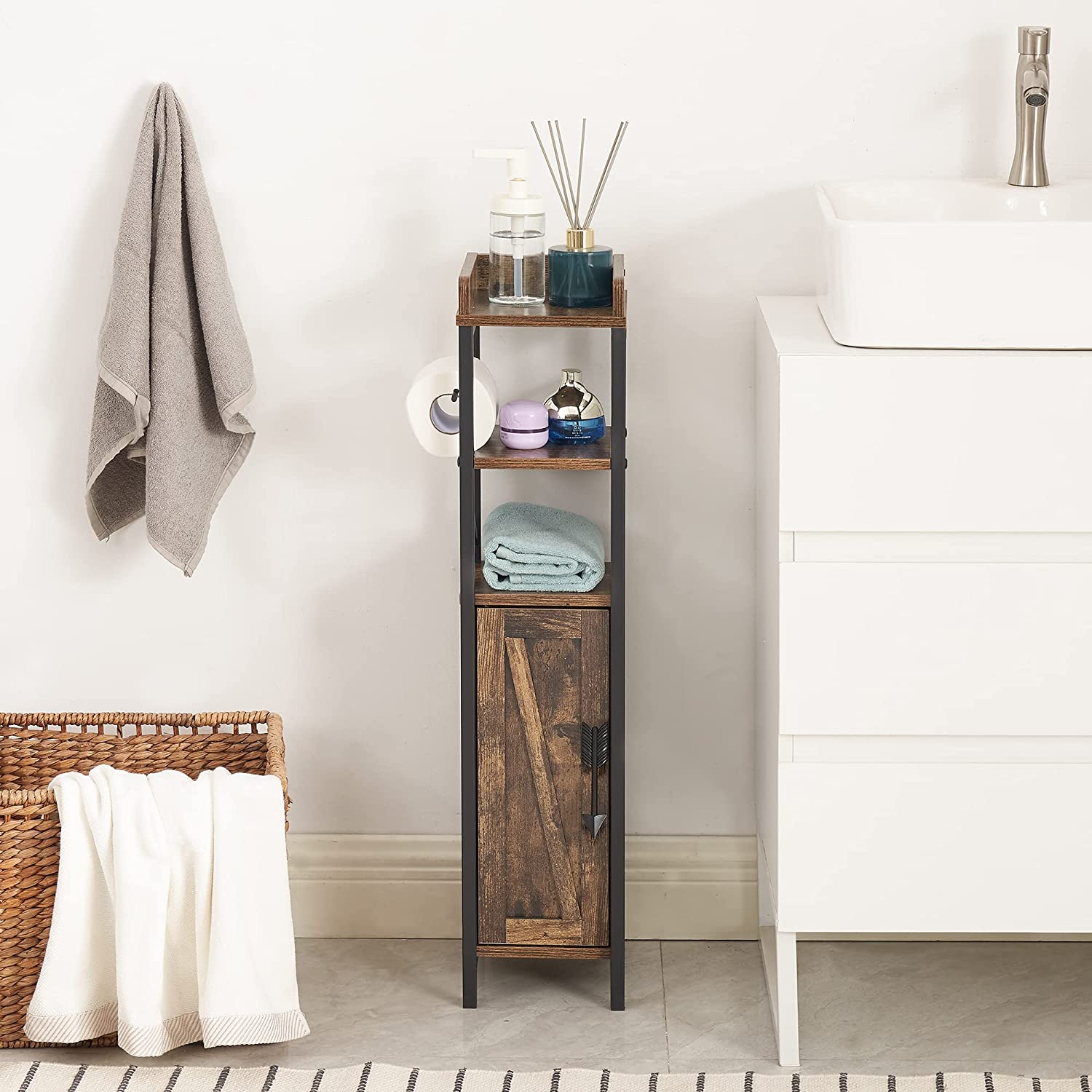 Tall skinny online bathroom shelf