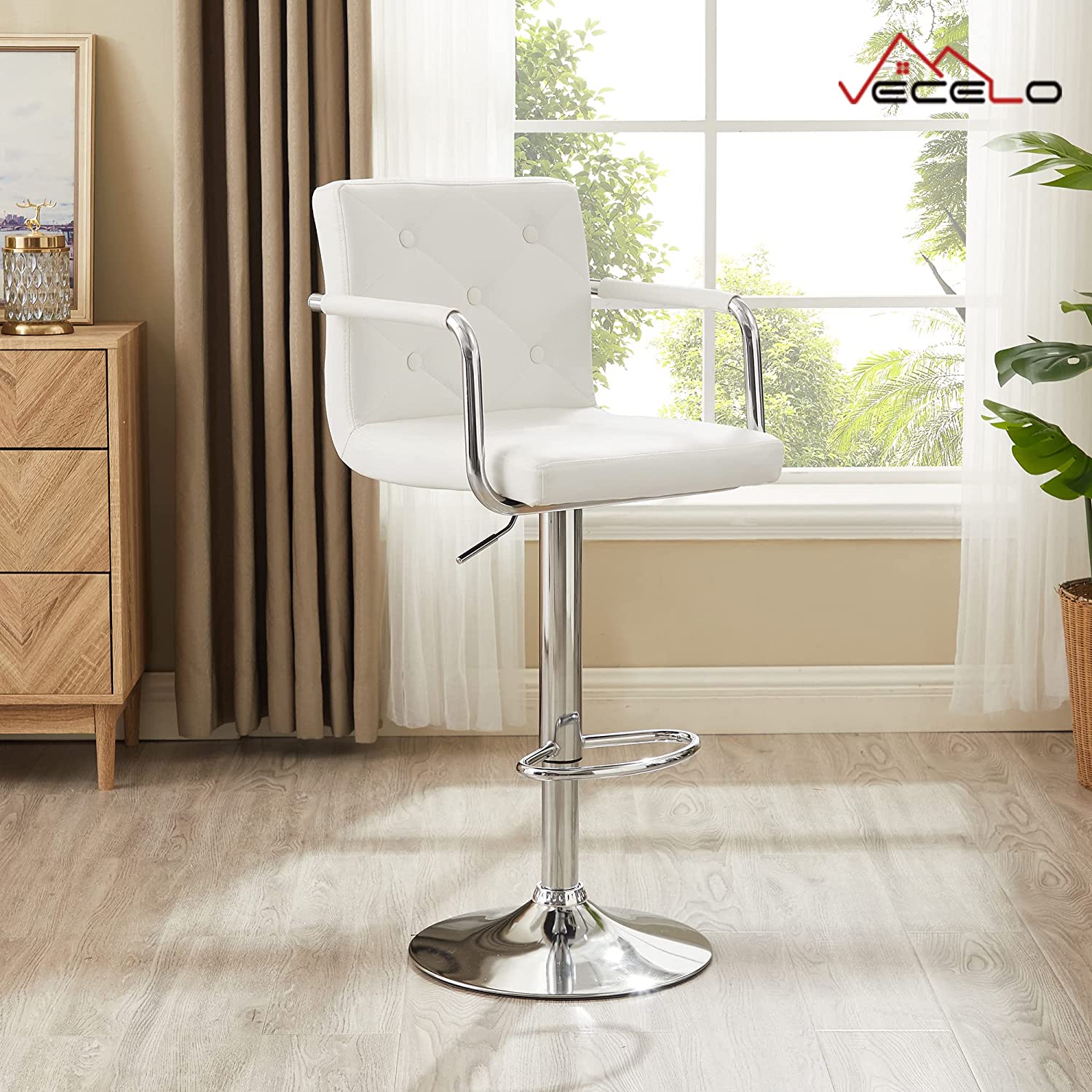 White leather counter online height chairs