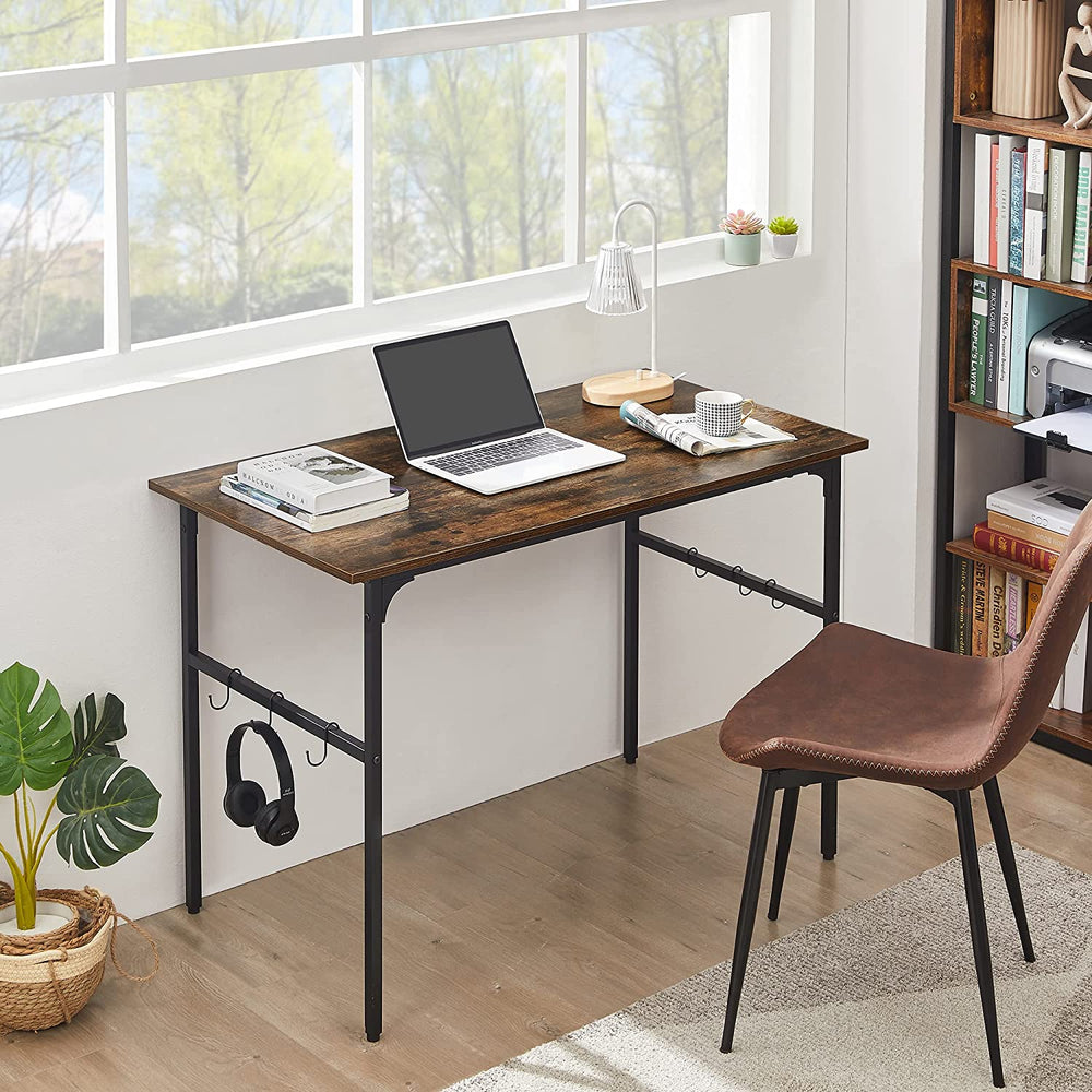 VECELO Industrial Simple Style Wood Table & Metal Frame Home Office Co