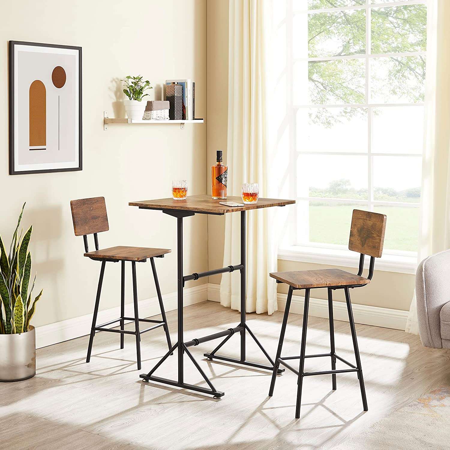 High table with online two chairs