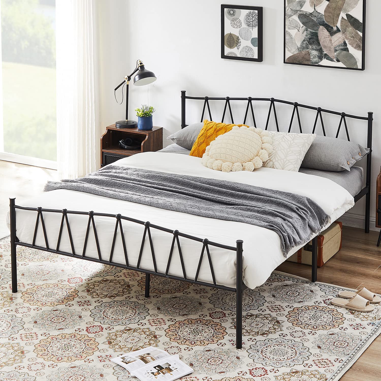 Vecelo metal store bed frame