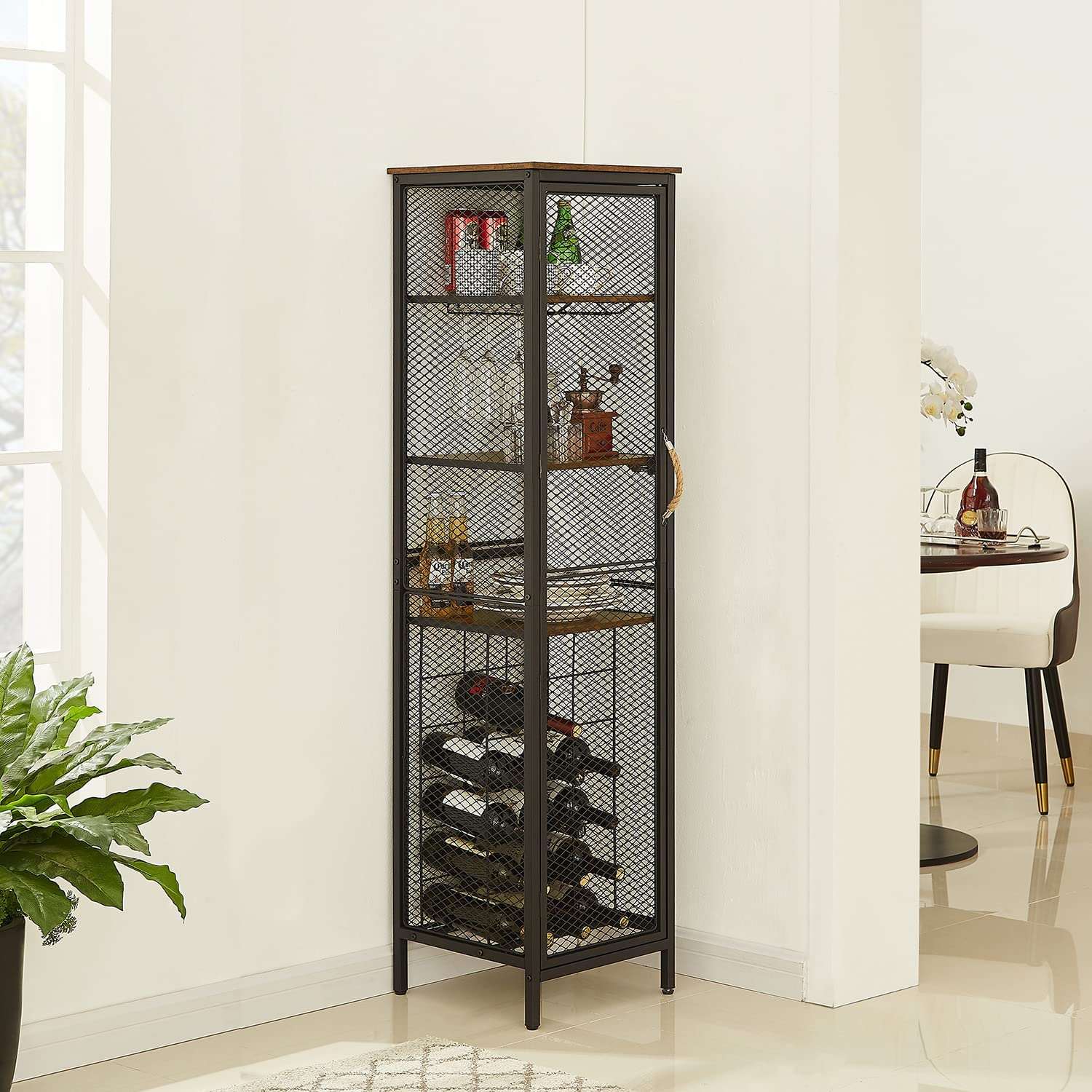 VECELO 3-Tier Wine Racks Cabinet with Door