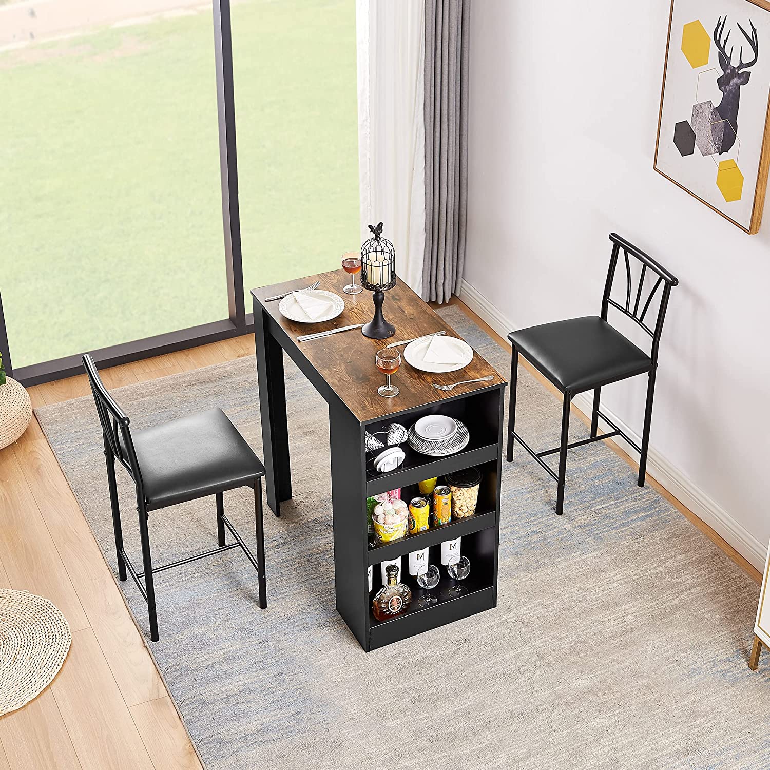 Small round kitchen online table with two chairs