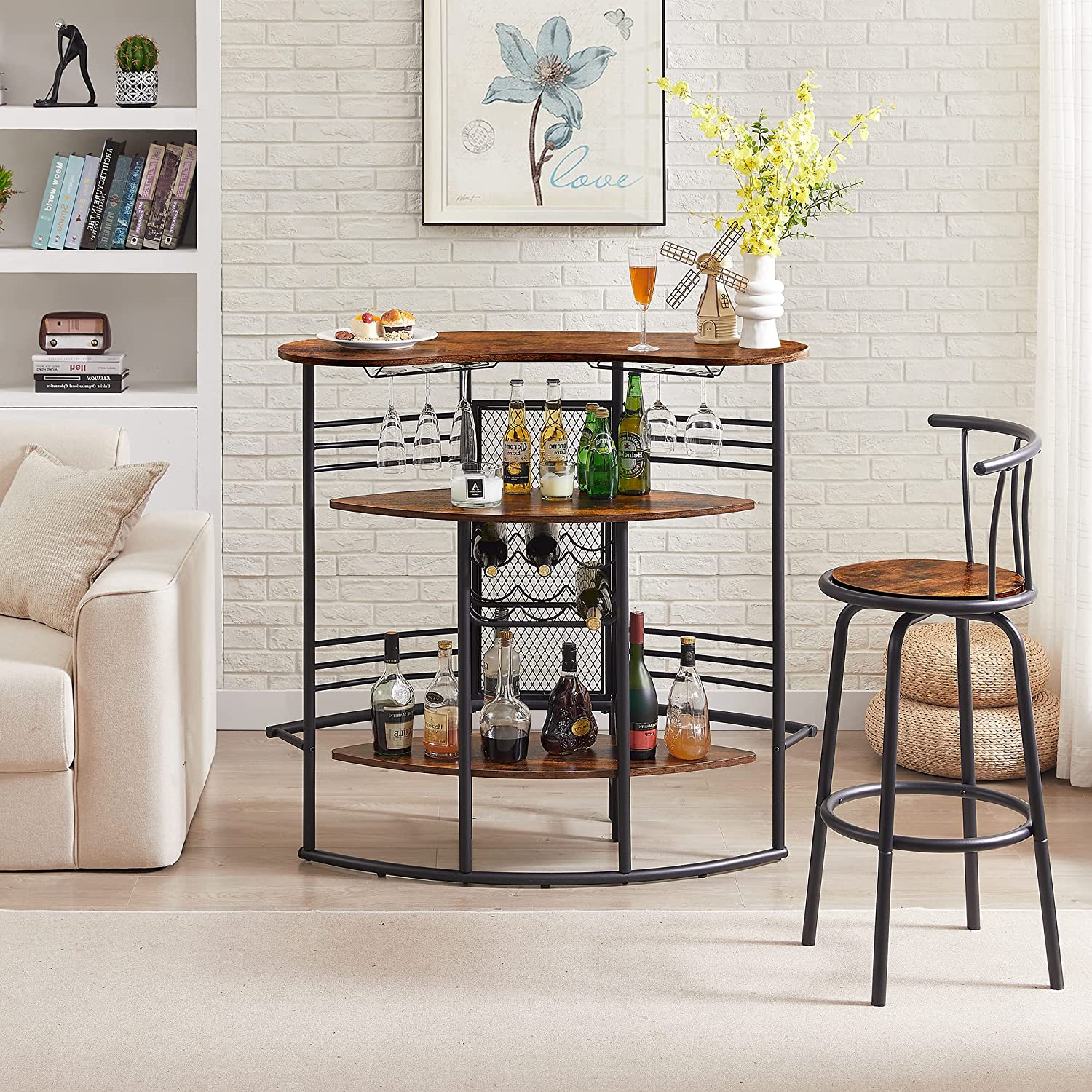 Bistro table best sale with wine rack