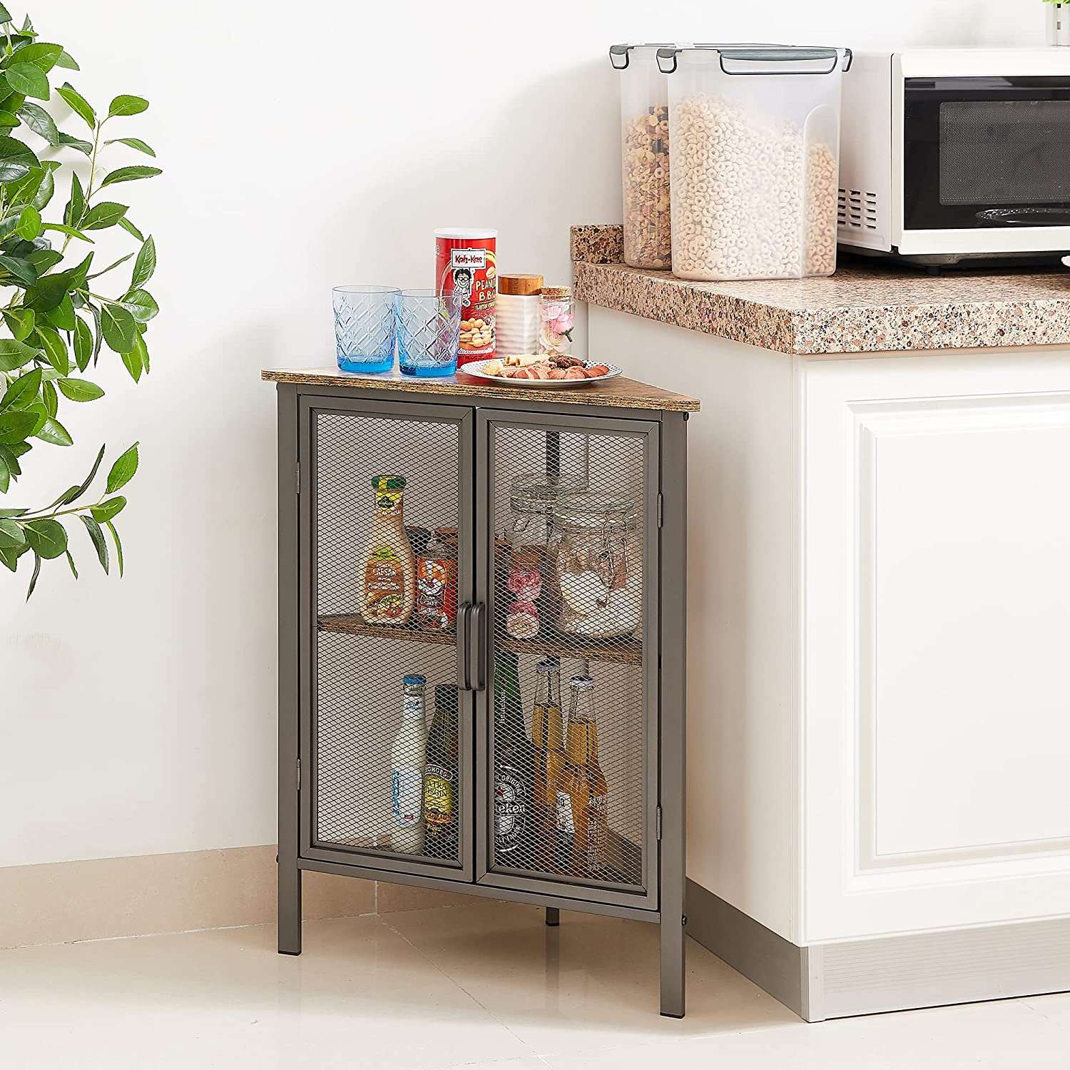 VECELO Cabinet/Table, 3-Tier Display hot Shelves with Protection Door((80.00+VALUE))