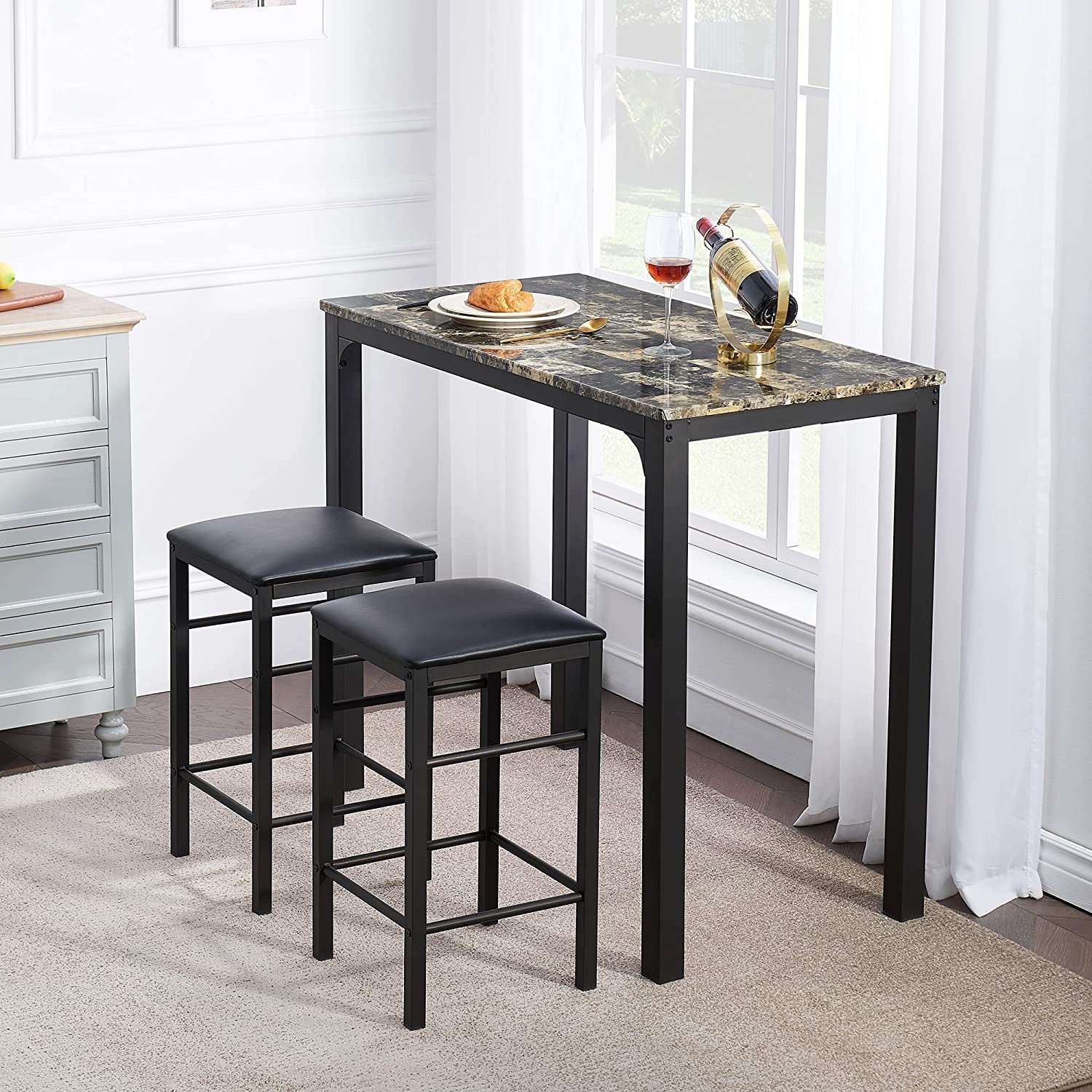 Marble pub table and chairs hot sale