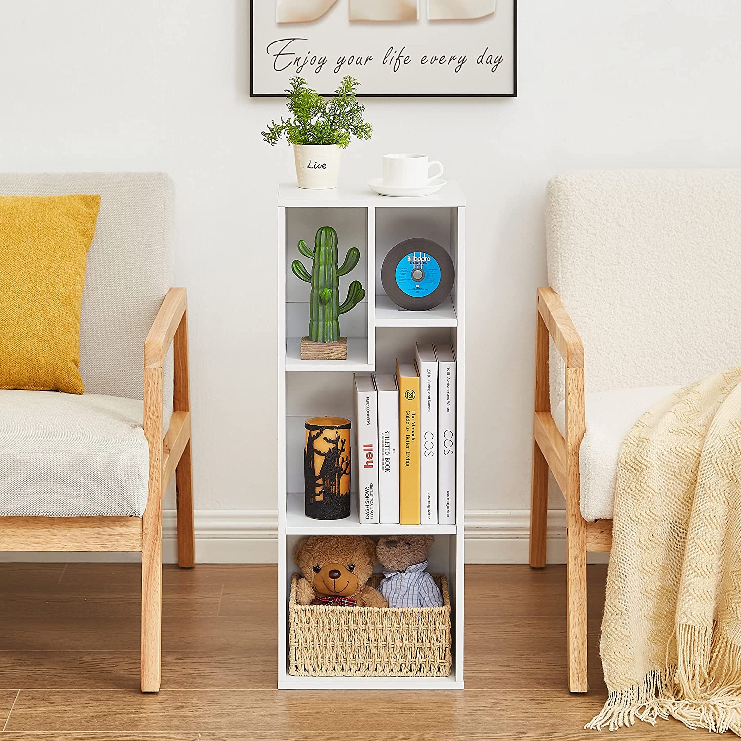 Popular 5-Cube, Bookcase Storage, Organization, White