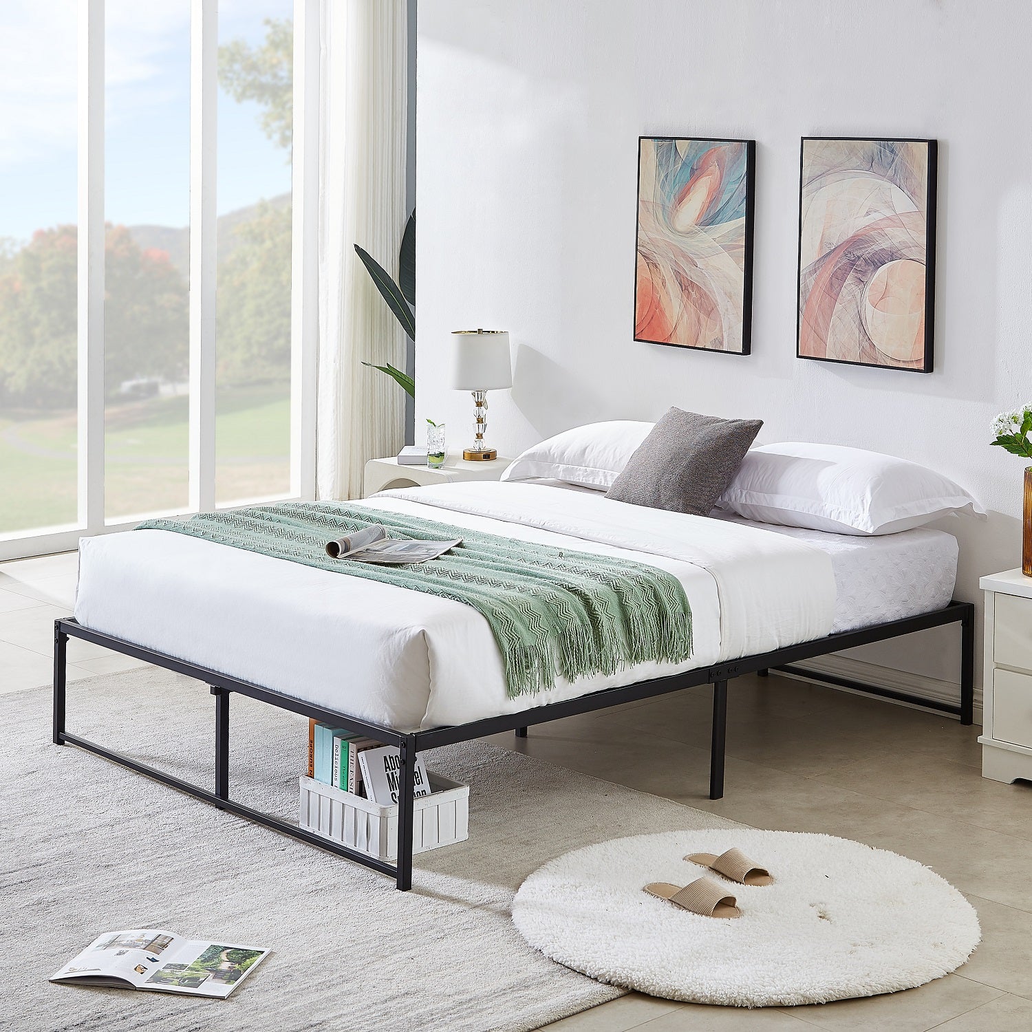 14 inch metal platform deals bed frame queen