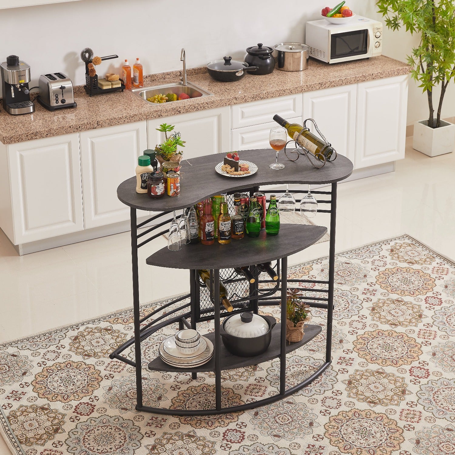 Pub table set with wine online rack