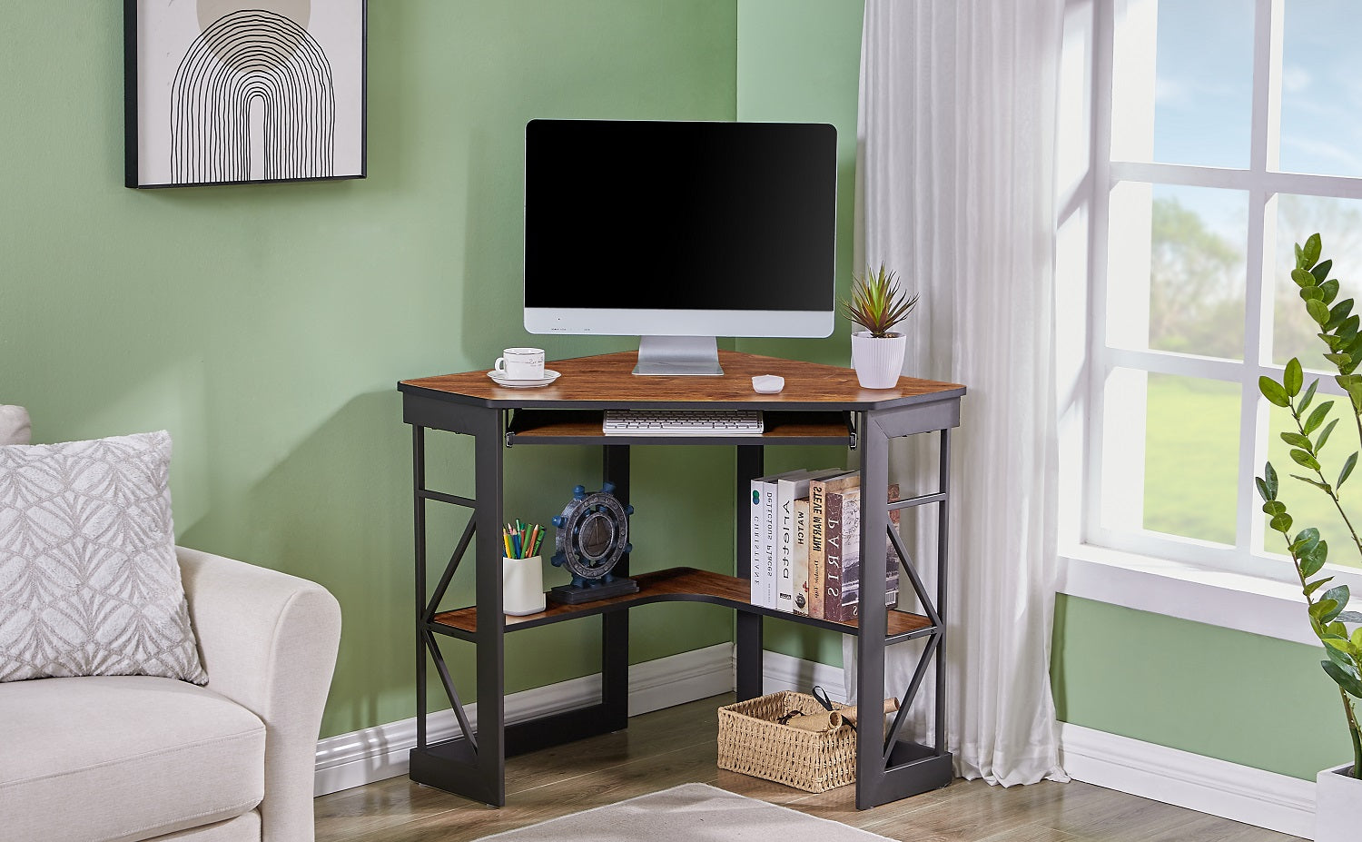 VECELO Corner Computer/Writing Home Office Desk with Smooth